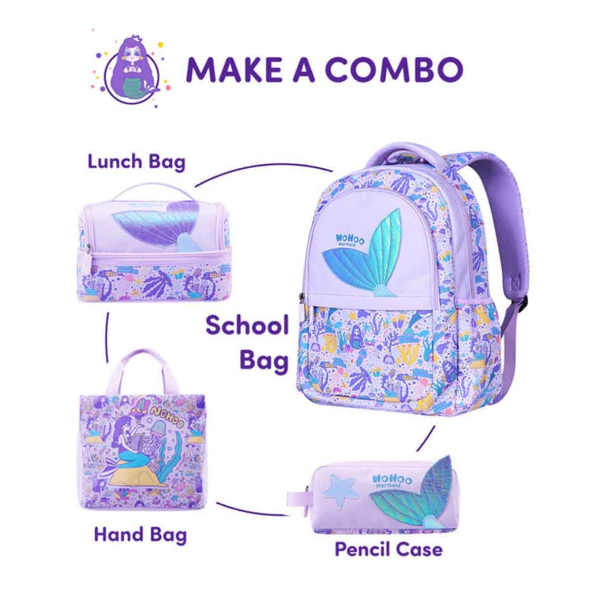 Nohoo Kids 16" Purple Mermaid School Bag