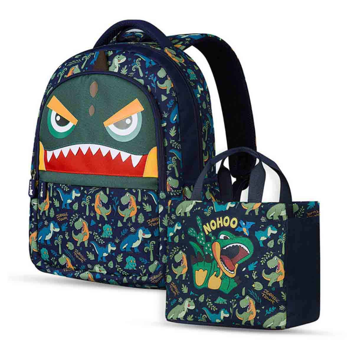 Nohoo Kids 16" Dino School Bag with Handbag Combo