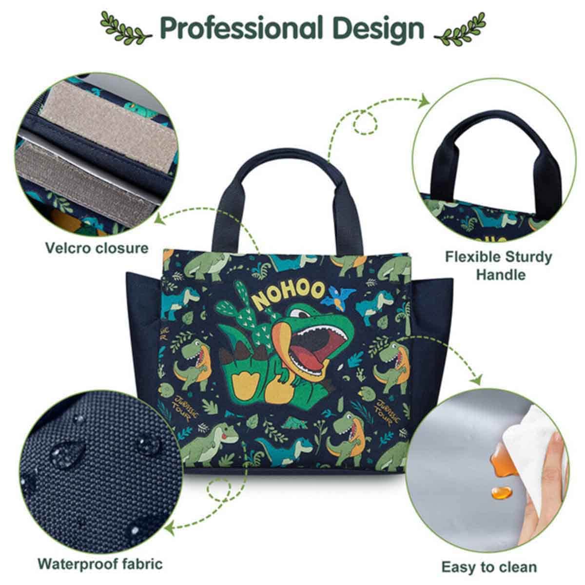 Nohoo Kids 16" Dino School Bag with Handbag Combo