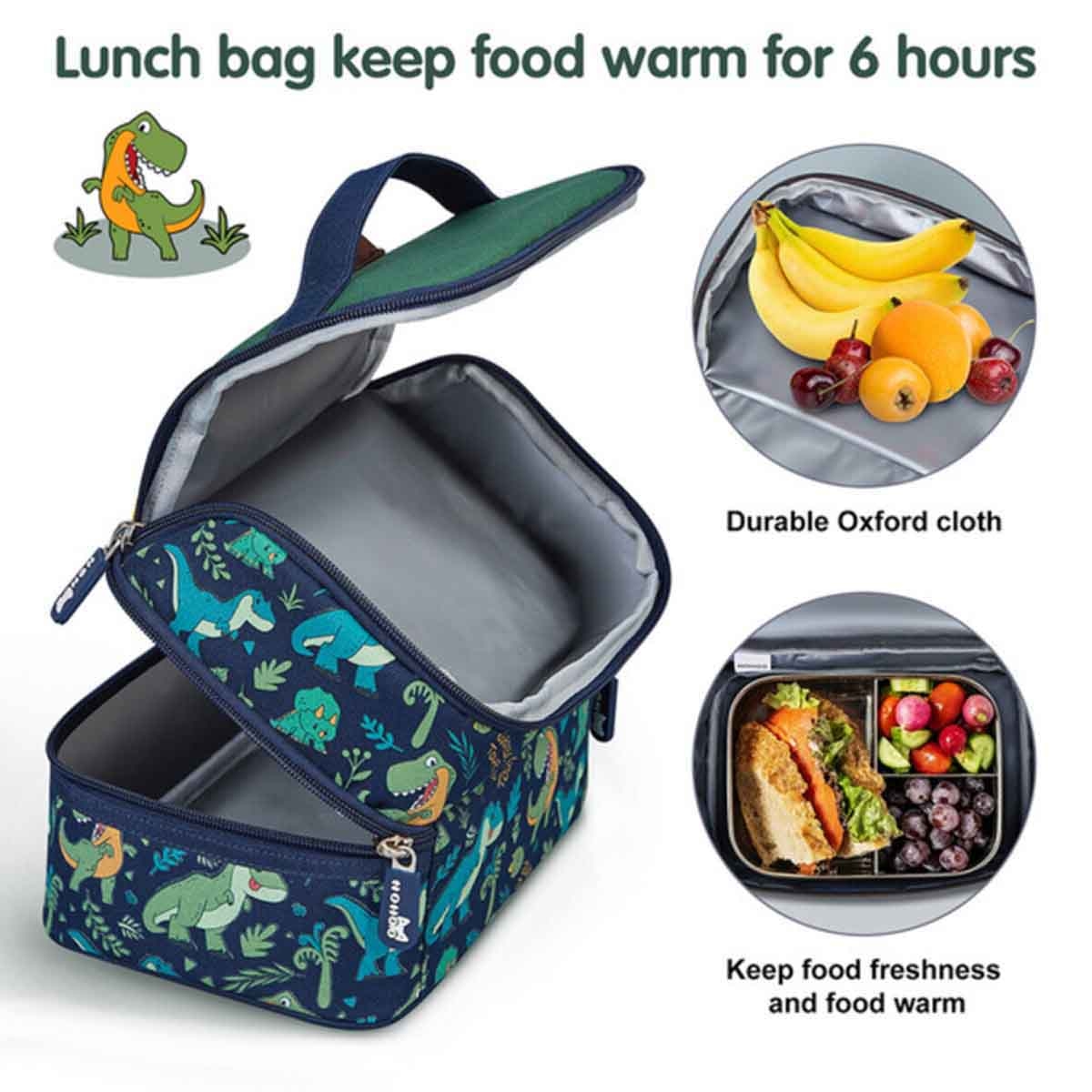 Nohoo Kids 16" Dino School Bag with Lunch Bag Combo