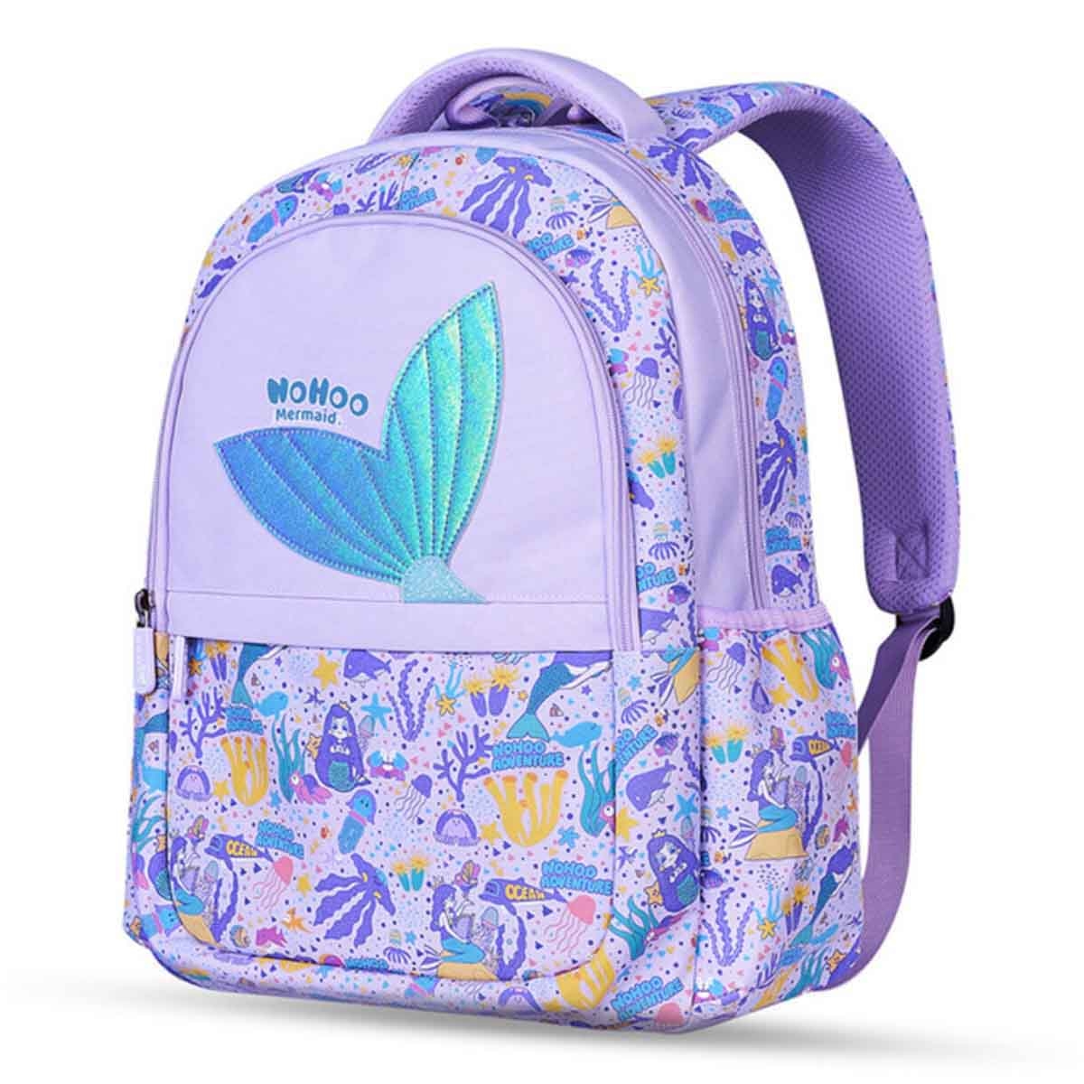 Nohoo Kids 16" Purple Mermaid School Bag with Lunch Bag Combo