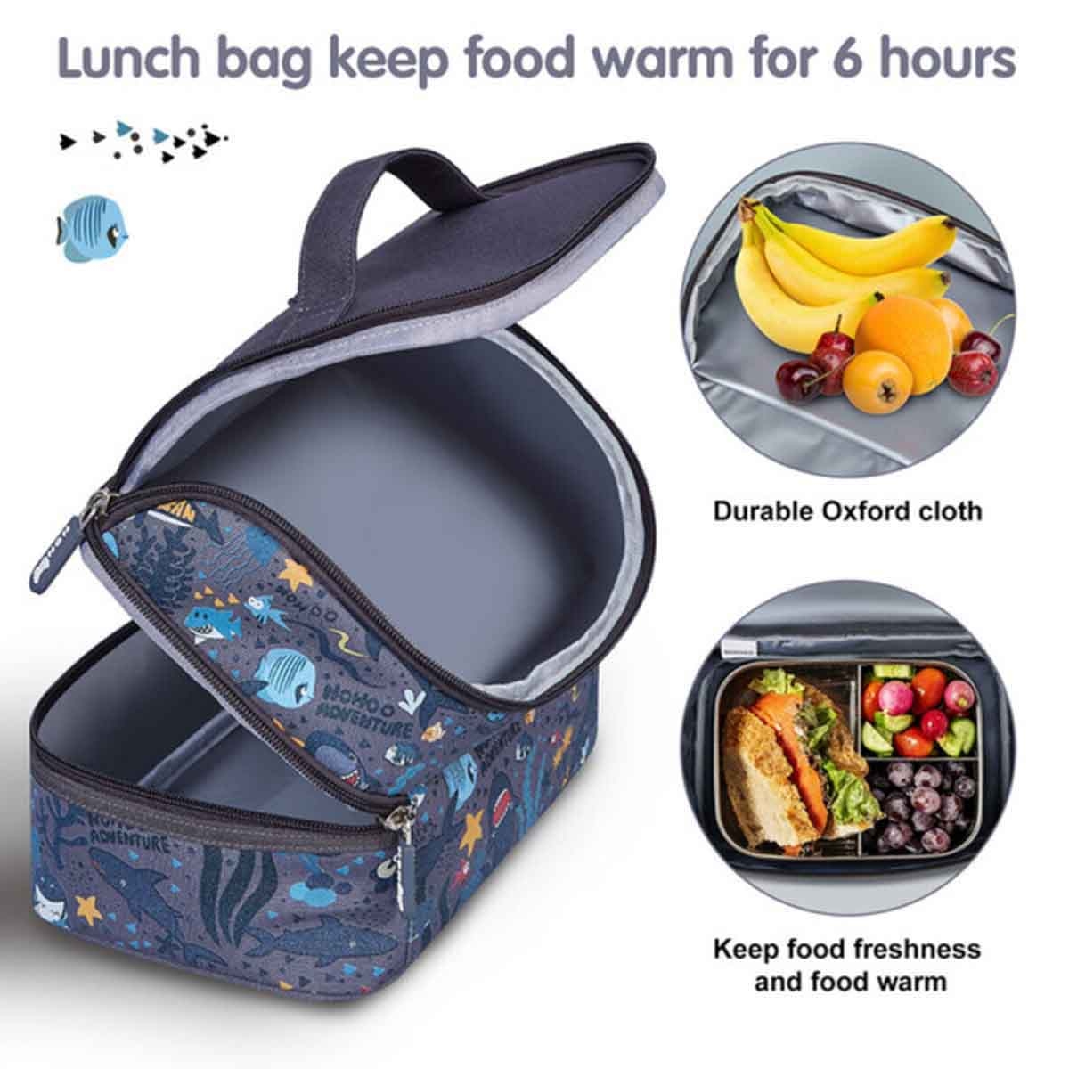 Nohoo Kids 16" Shark School Bag with Lunch Bag Combo