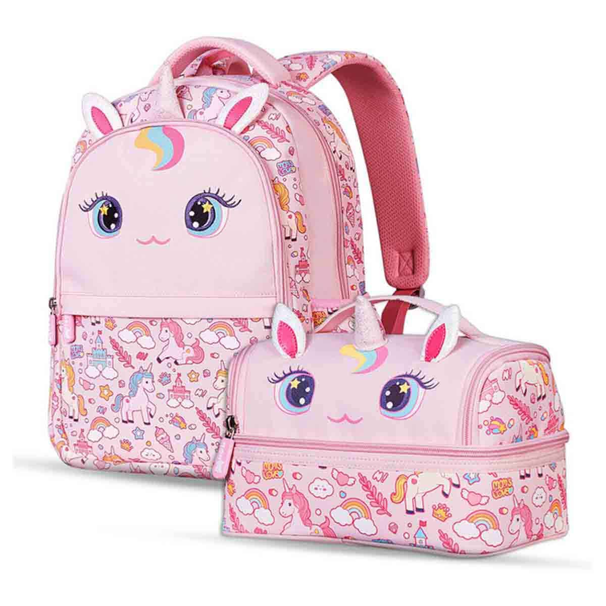 Nohoo Kids 16" Unicorn School Bag with Lunch Bag Combo