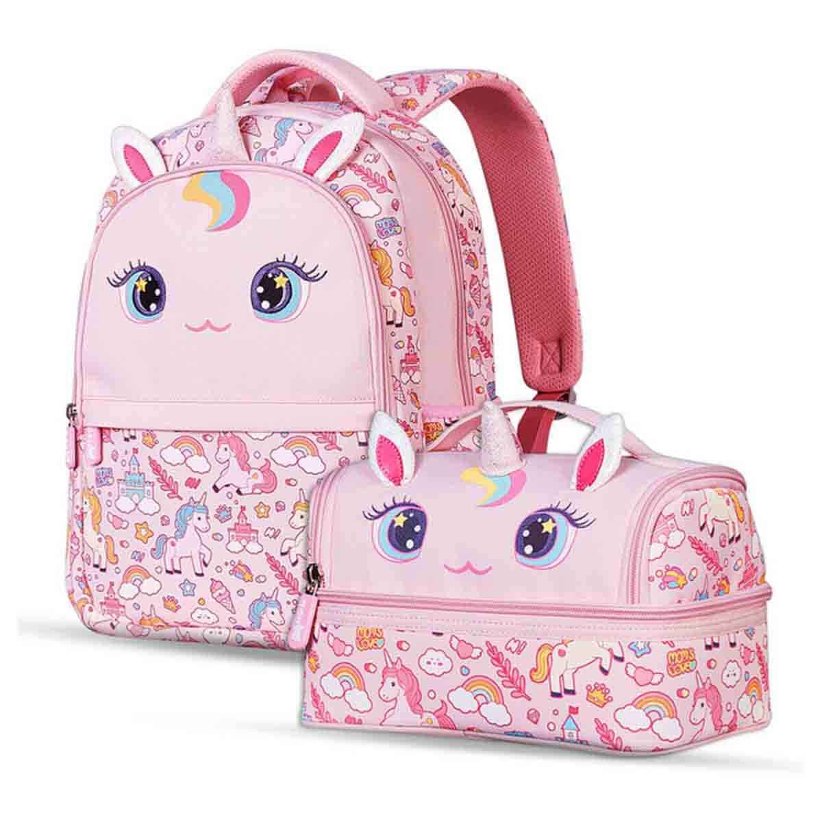 Nohoo Kids 16" Unicorn School Bag with Lunch Bag Combo