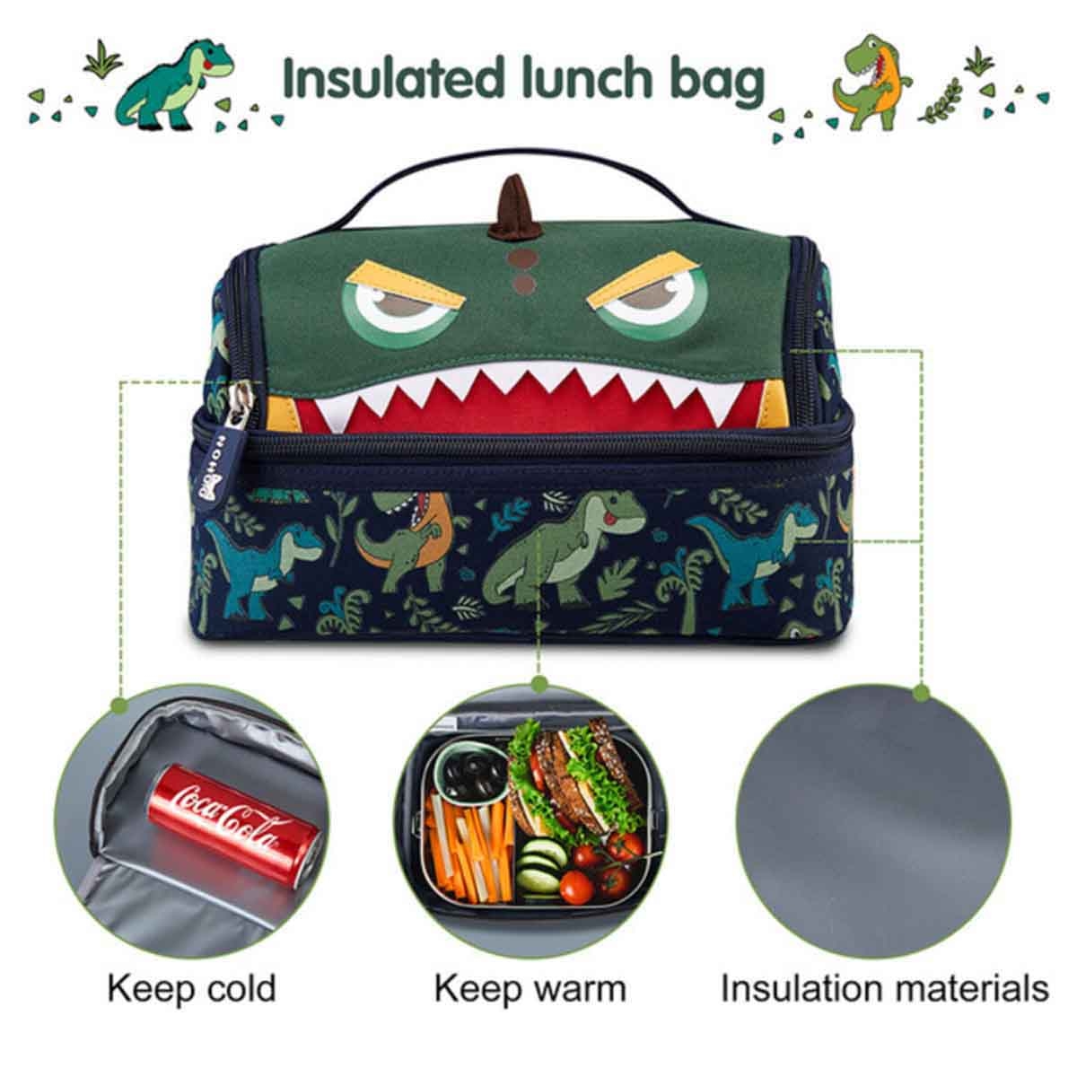 نوهو حقيبة غداء معزولة للأطفال بتصميم ديناصور