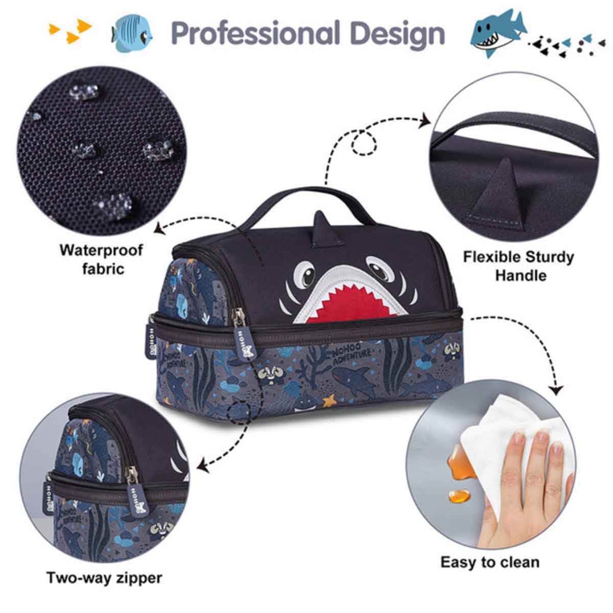 Nohoo Shark Kids Insulated Lunch Bag
