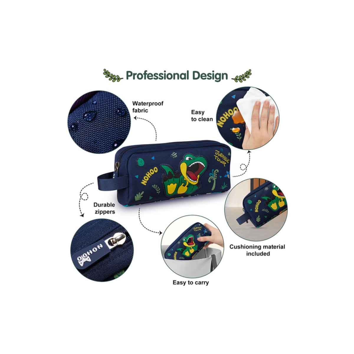 نوهو حقيبة أقلام/ألوان للأطفال بتصميم ديناصور