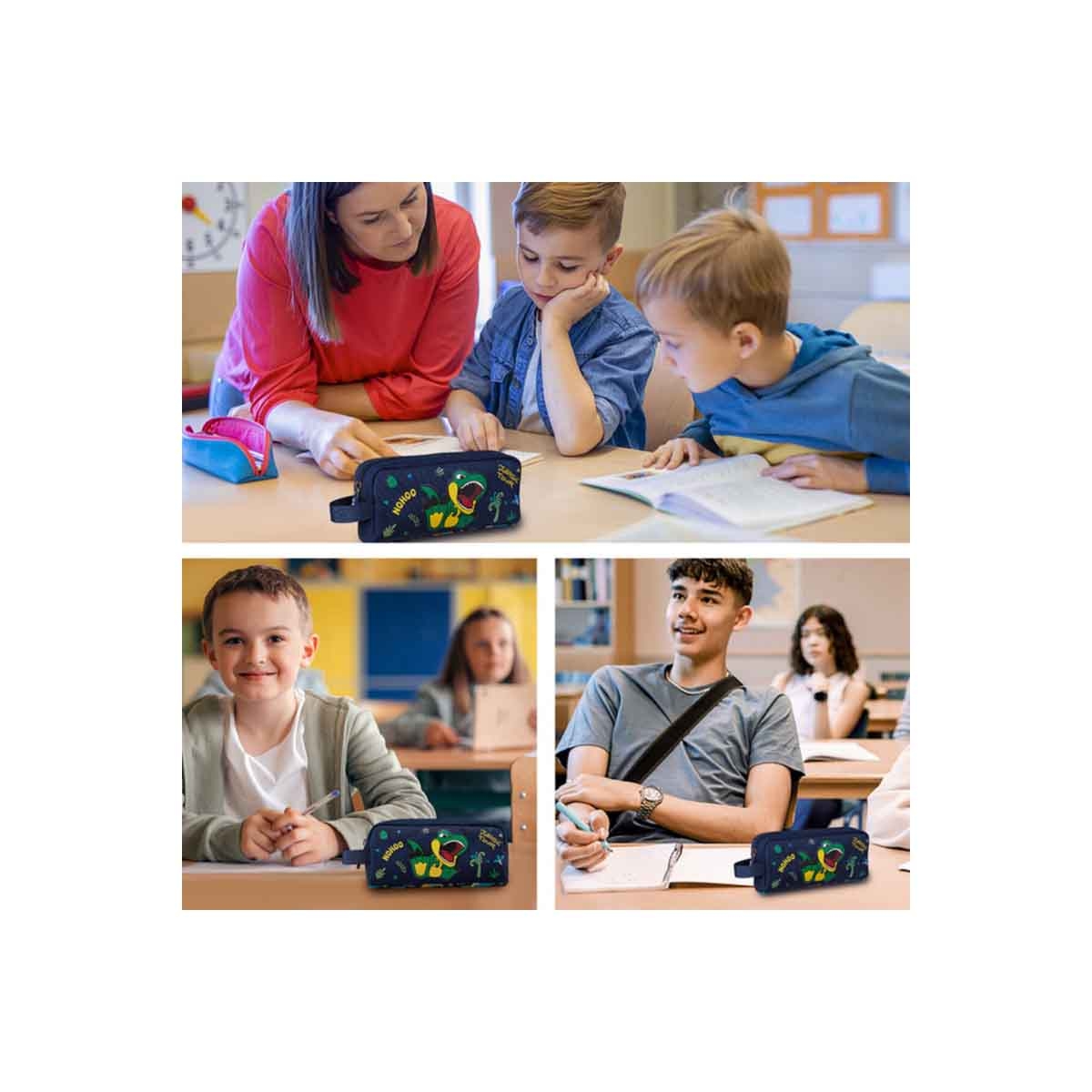 نوهو حقيبة أقلام/ألوان للأطفال بتصميم ديناصور