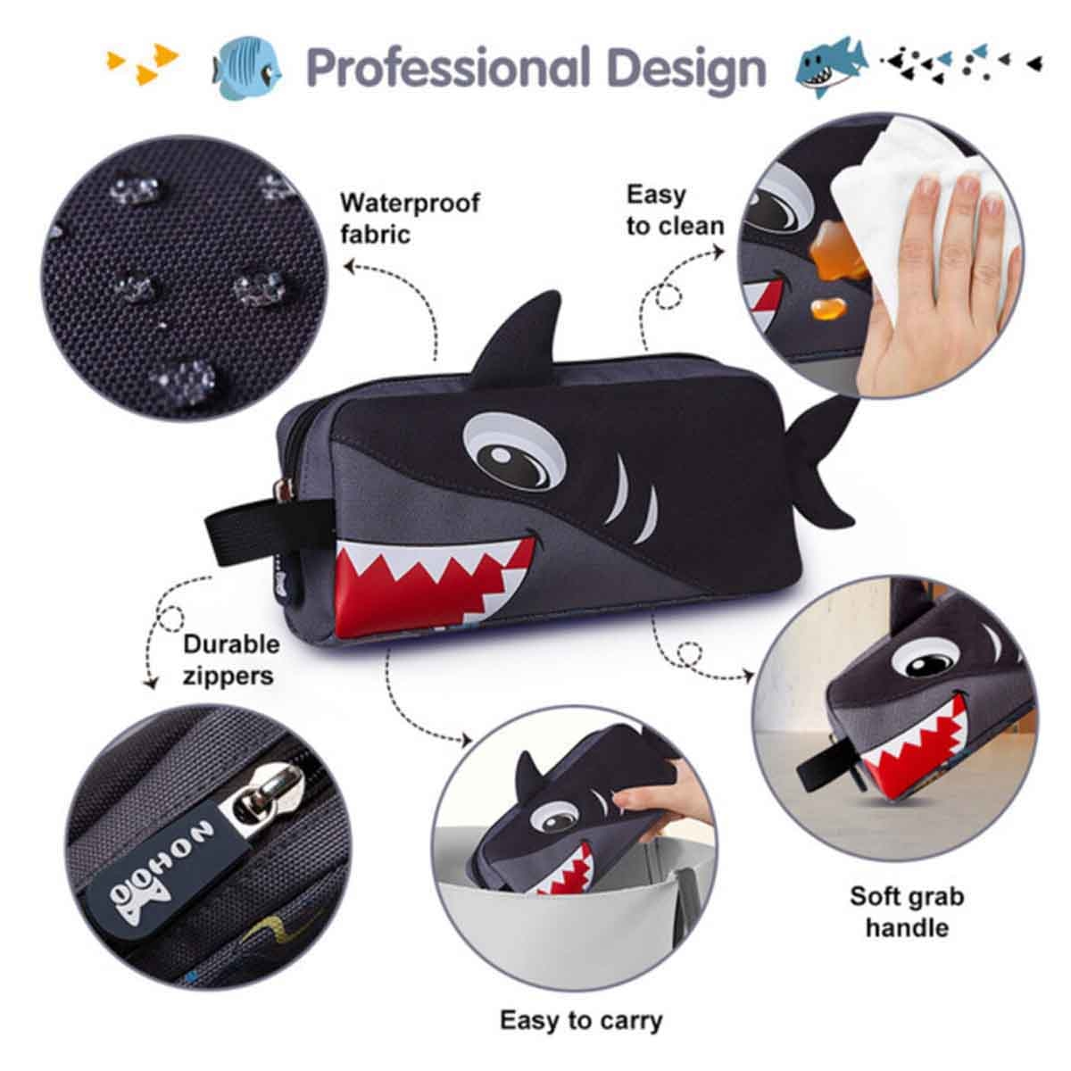 Nohoo Shark Kids Pencil Case/Color Bag