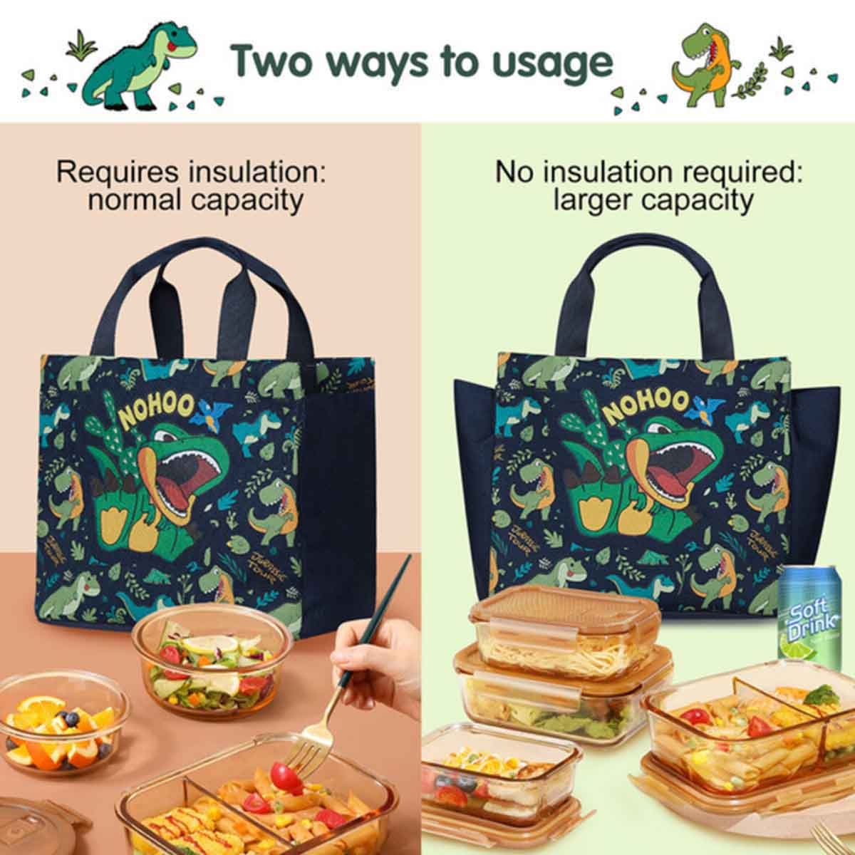 Nohoo Dino Kids Tuition Bag/Hand Lunch Bag