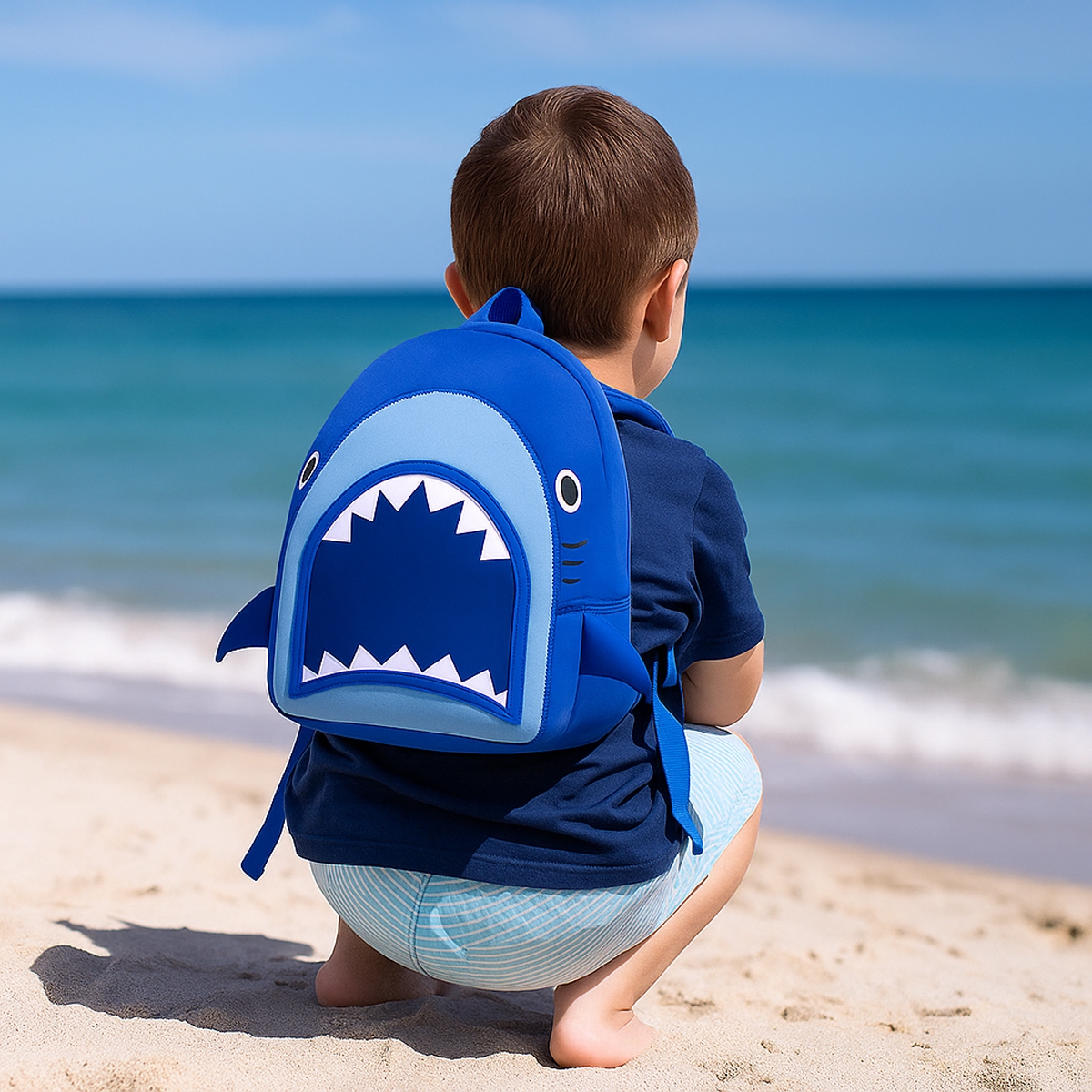 نوهو حقيبة ظهر بتصميم سمكة القرش نجم المحيط للجنسين من عمر 5 إلى 7 سنوات