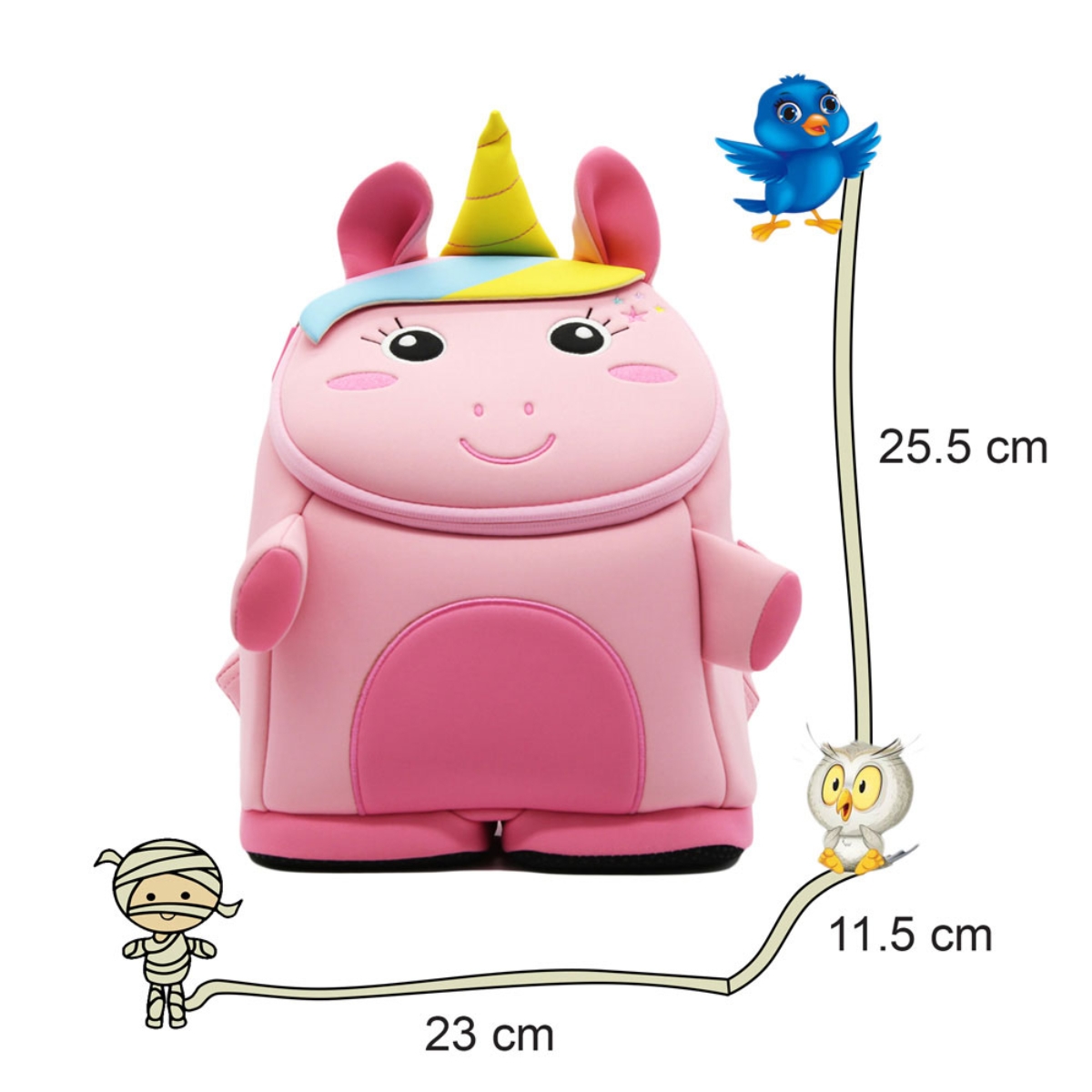 Nohoo Pink Jungle 3D Unicorn Backpack Unisex, 3-4 Years