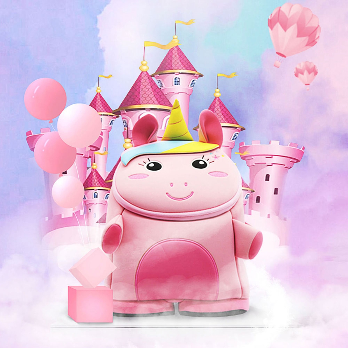 Nohoo Pink Jungle 3D Unicorn Backpack Unisex, 3-4 Years