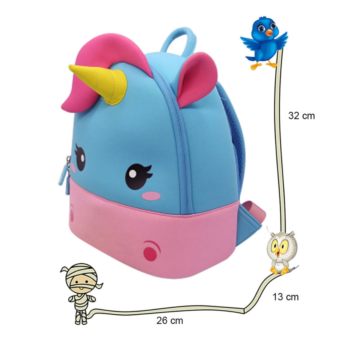 Nohoo Pink Unicorn Wow Backpack Unisex, 3-4 Years