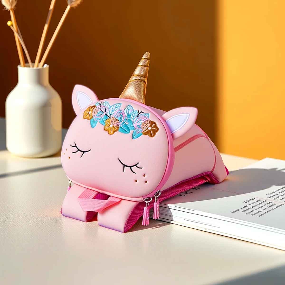 Nohoo Large Unicorn Pink Pre-School 3D Bag Unisex, 3-4 Years