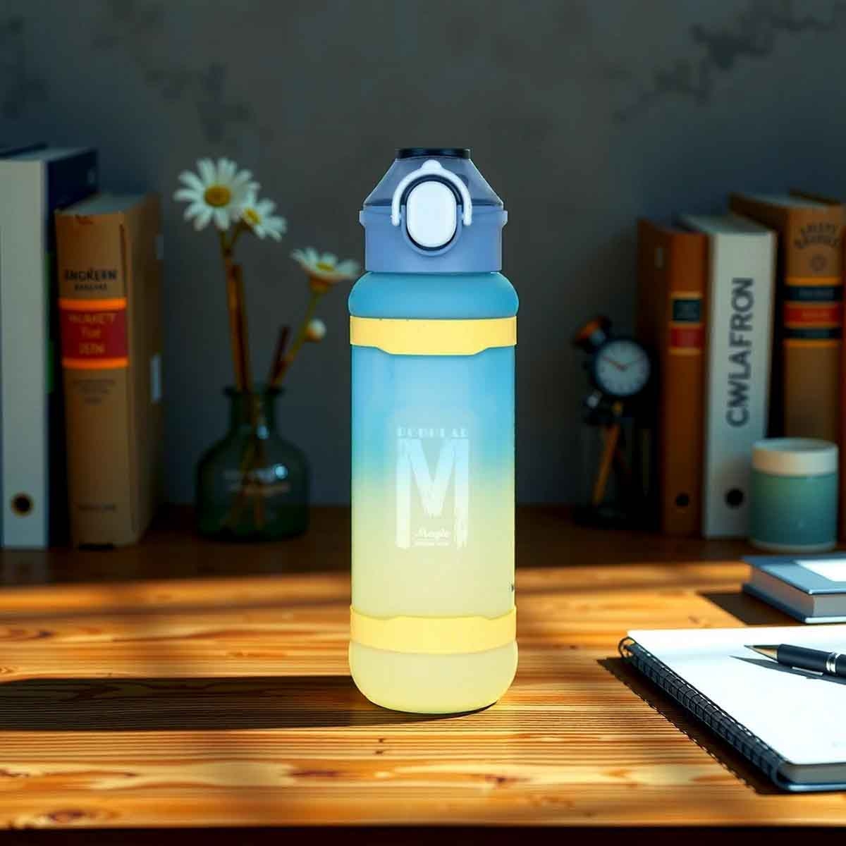 نوفا كيدز زجاجة ماء 1 لتر أزرق مع شفاط للجنسين، 3-4 سنوات