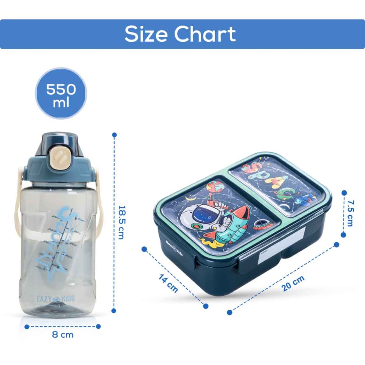 نوفا كيدز صندوق غداء بنتو بتصميم رائد فضاء بقسمين مع زجاجة ماء