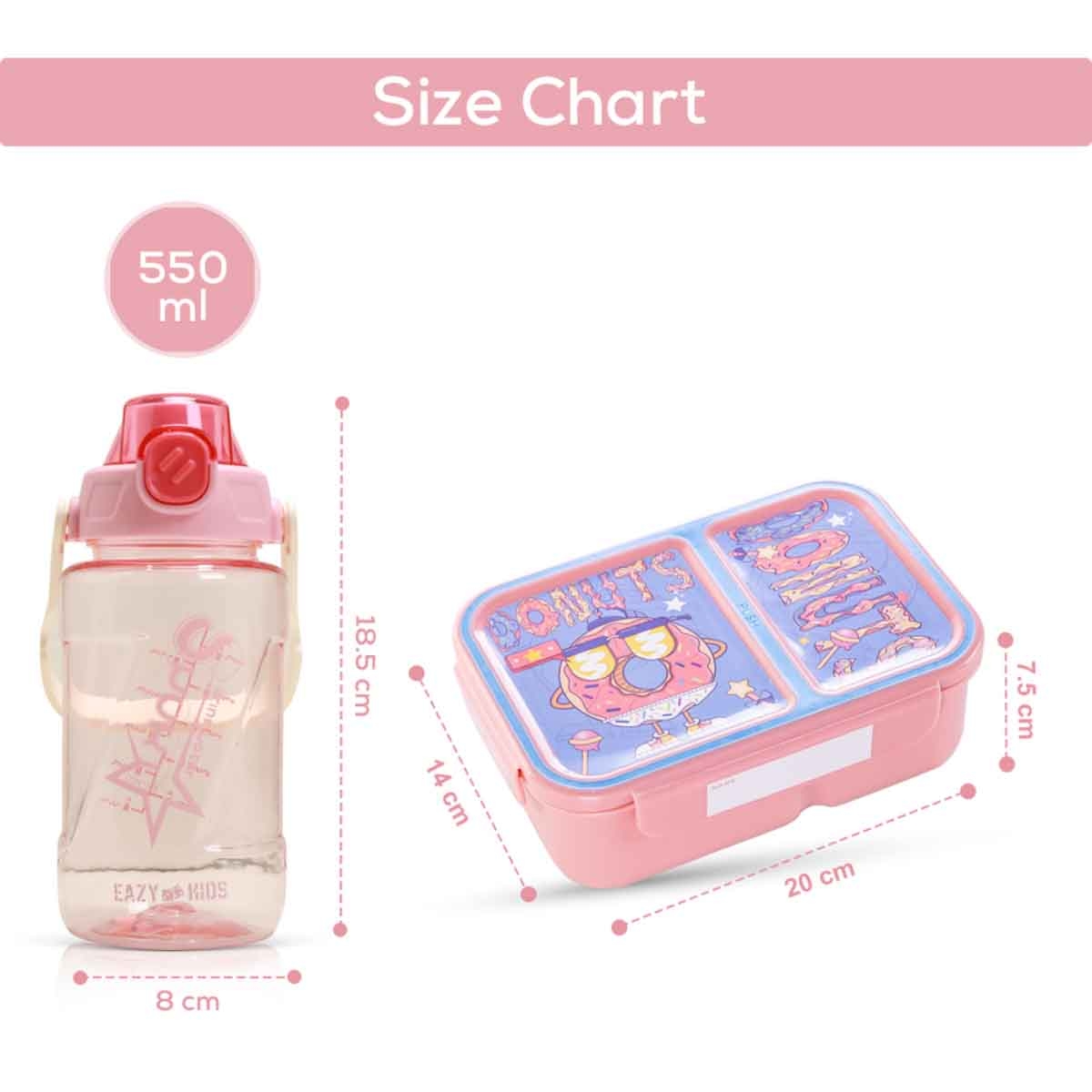 Nova Kids 1.3L Donut 2-Compartment Bento Lunch Box with Water Bottle