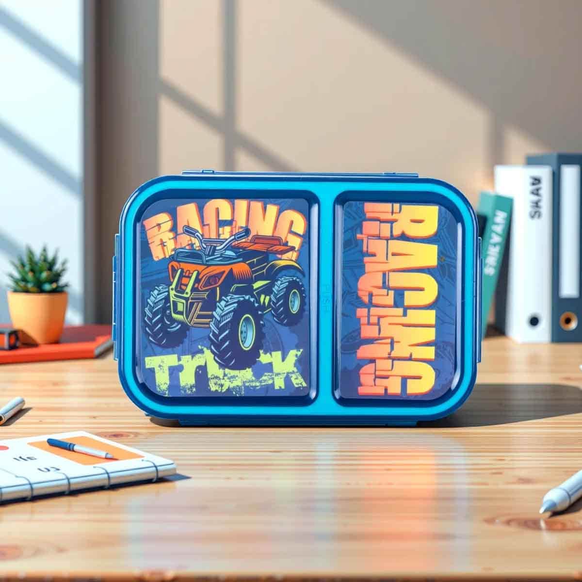 Nova Kids 1.3L Racer 2-Compartment Bento Lunch Box with Water Bottle