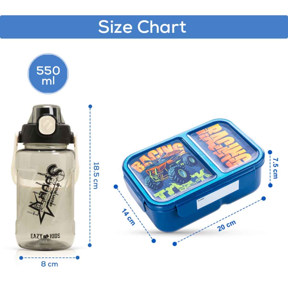 Nova Kids 1.3L Racer 2-Compartment Bento Lunch Box with Water Bottle