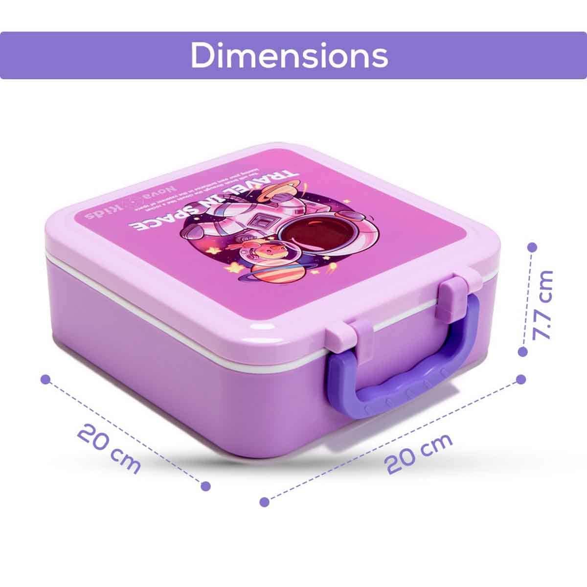 Nova Kids 1.5L Astronaut 3-Compartment Bento Lunch Box with Spoon & Fork Set & Gravy Box