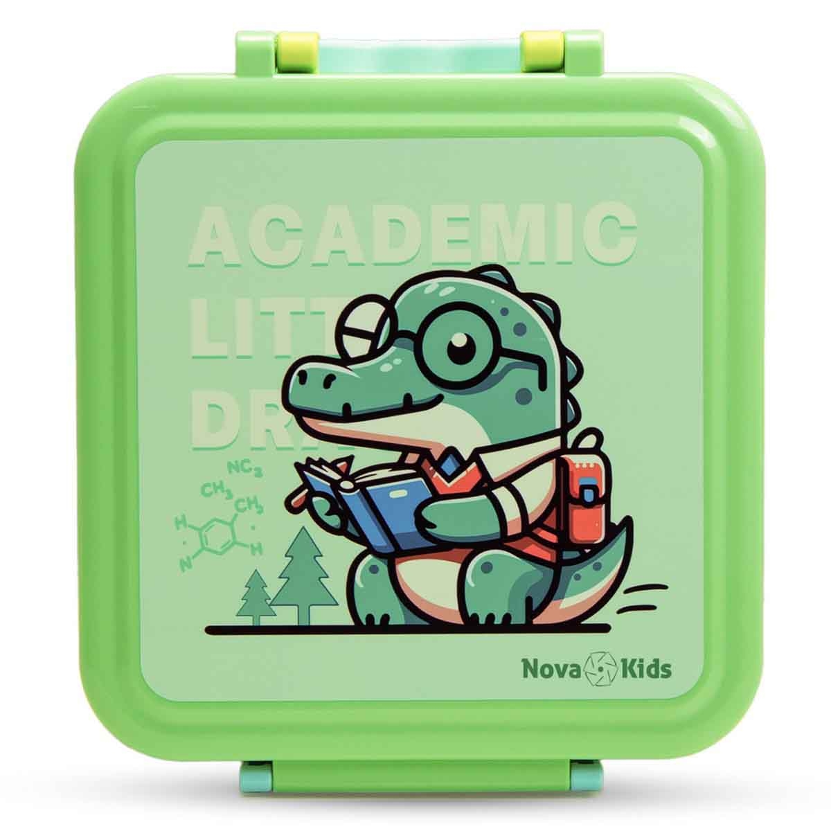 Nova Kids 1.5L Dino 3-Compartment Bento Lunch Box with Spoon & Fork Set & Gravy Box