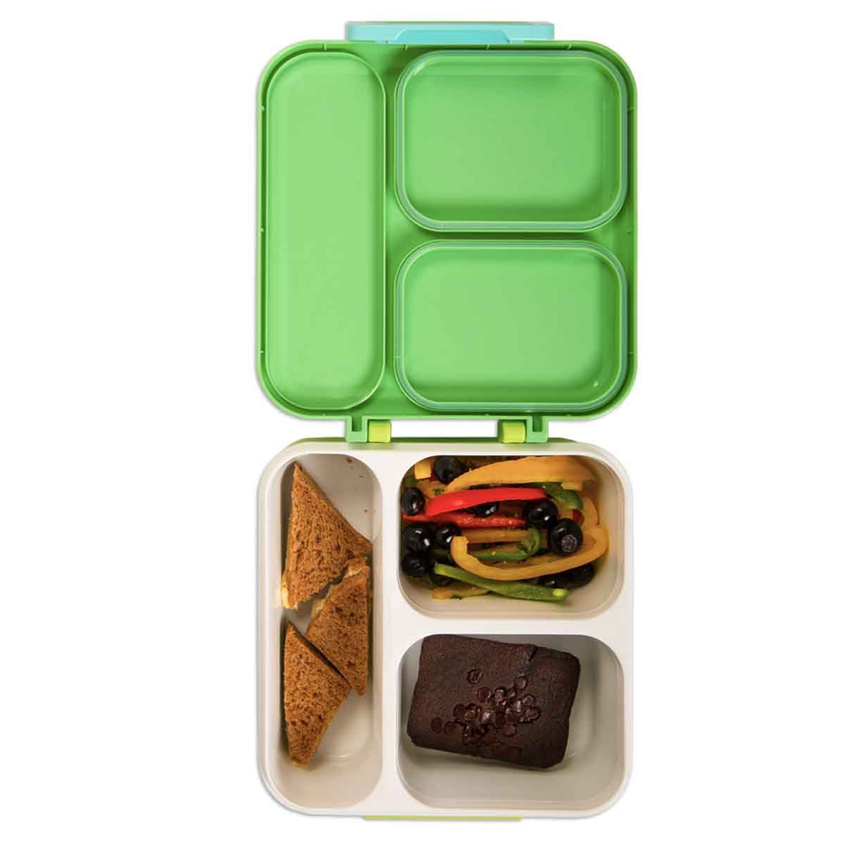 Nova Kids 1.5L Dino 3-Compartment Bento Lunch Box with Spoon & Fork Set & Gravy Box