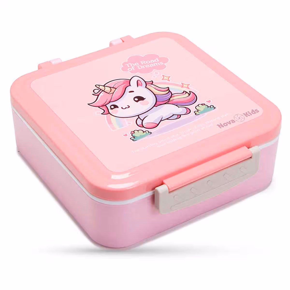 Nova Kids 1.5L Unicorn 3-Compartment Bento Lunch Box with Spoon & Fork Set & Gravy Box