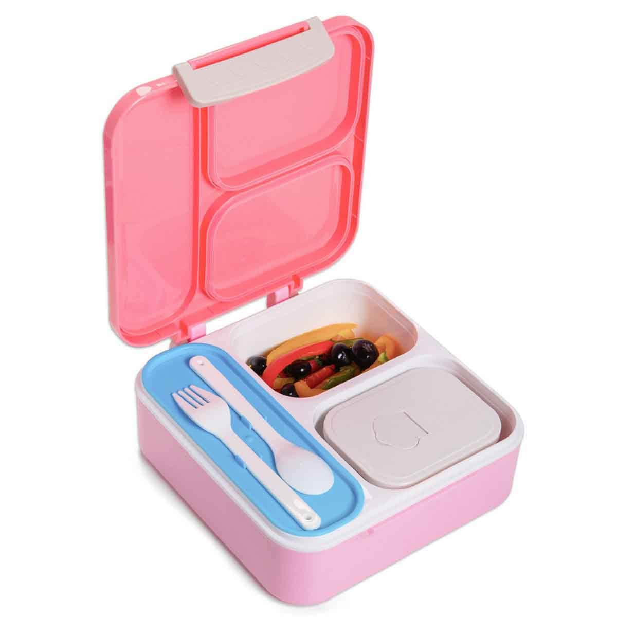 Nova Kids 1.5L Unicorn 3-Compartment Bento Lunch Box with Spoon & Fork Set & Gravy Box