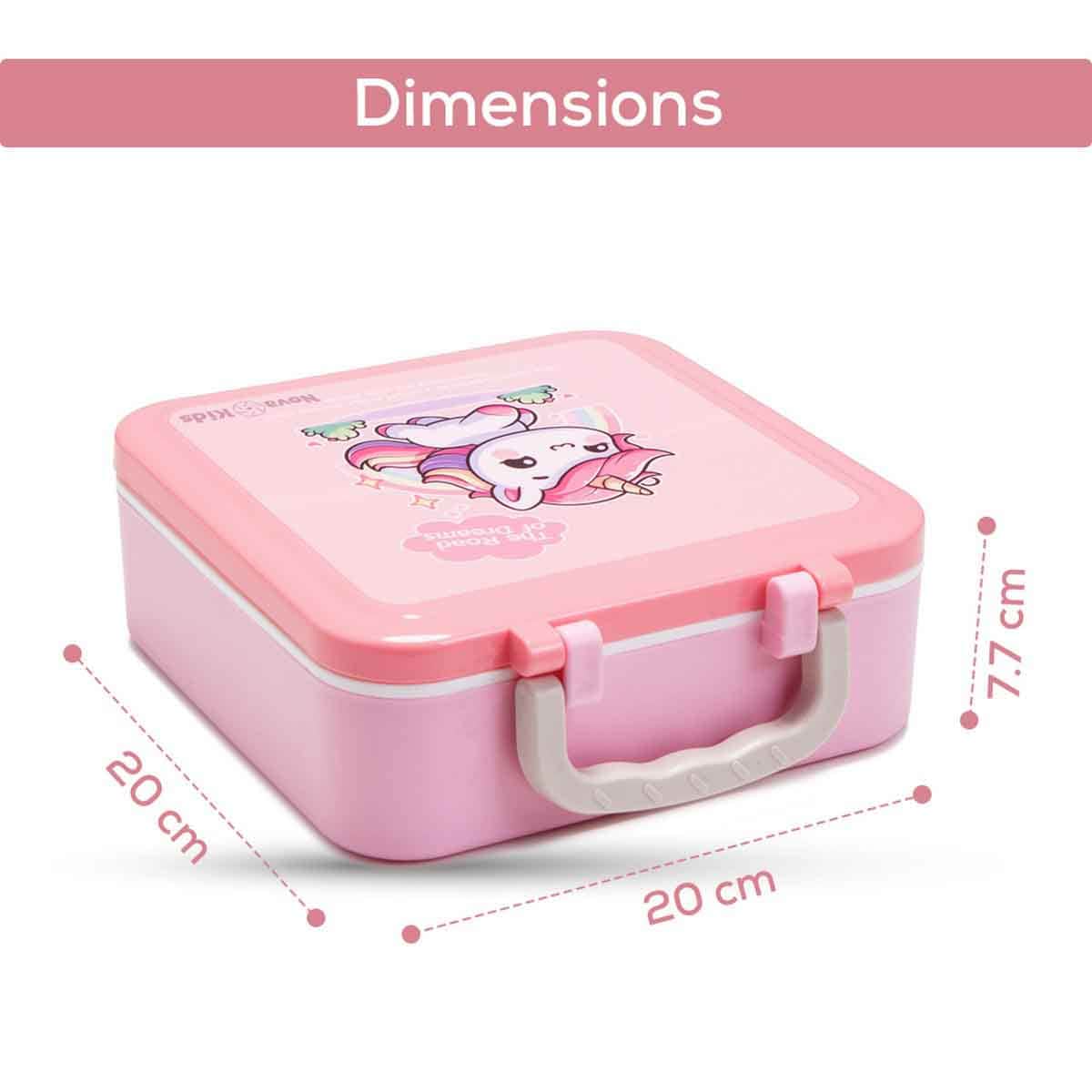 Nova Kids 1.5L Unicorn 3-Compartment Bento Lunch Box with Spoon & Fork Set & Gravy Box