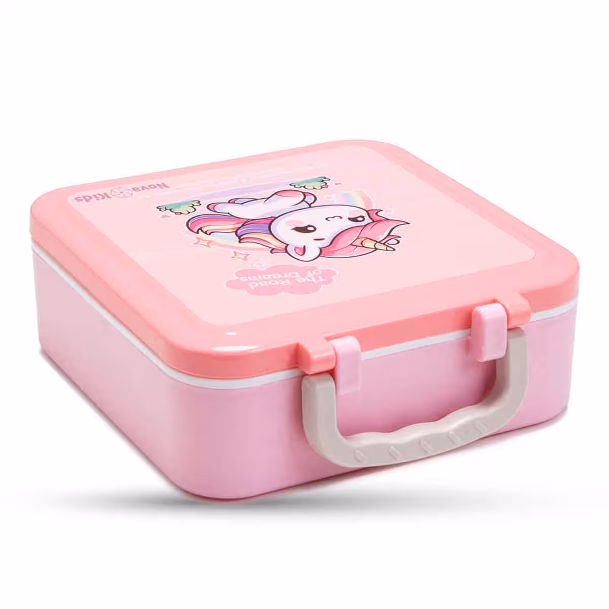Nova Kids 1.5L Unicorn 3-Compartment Bento Lunch Box with Spoon & Fork Set & Gravy Box