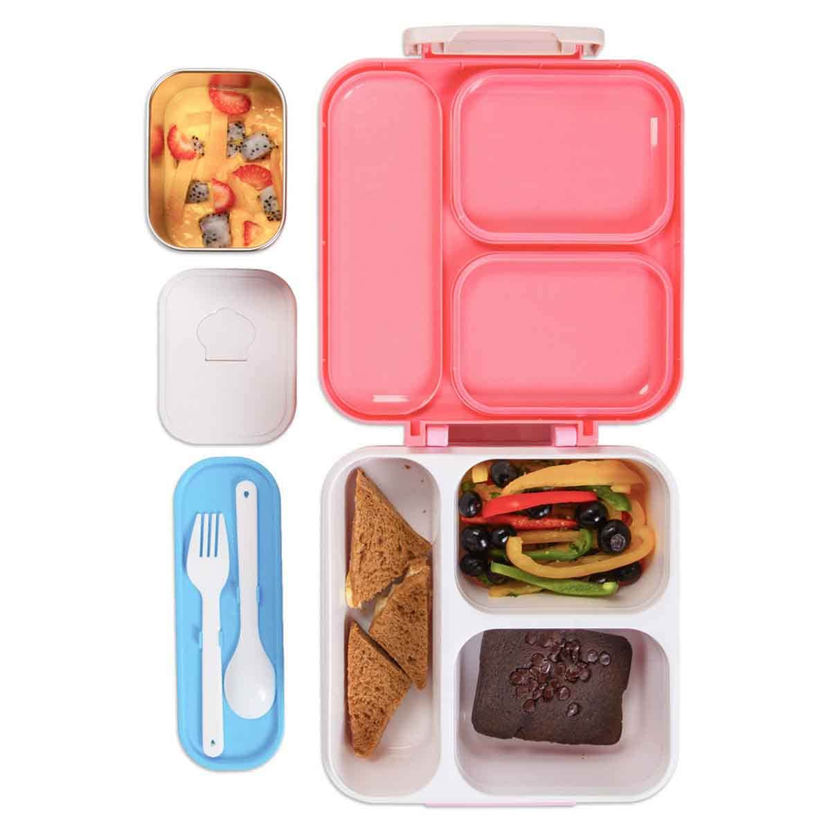 Nova Kids 1.5L Unicorn 3-Compartment Bento Lunch Box with Spoon & Fork Set & Gravy Box