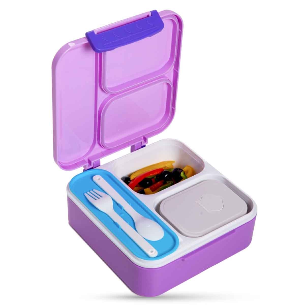 نوفا كيدز صندوق غداء بنتو بسعة 1.5 لتر بتصميم رائد فضاء بثلاثة أقسام مع زجاجة ماء ومجموعة ملعقة وشوكة