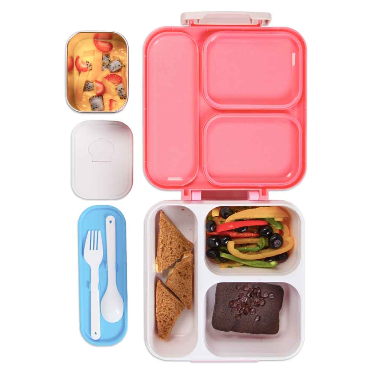 Nova Kids 1.5L Unicorn 3-Compartment Bento Lunch Box with Water Bottle, Spoon & Fork Set