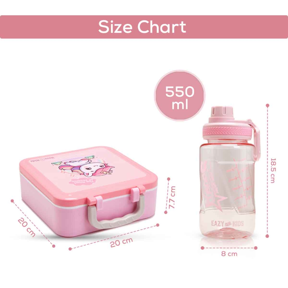Nova Kids 1.5L Unicorn 3-Compartment Bento Lunch Box with Water Bottle, Spoon & Fork Set