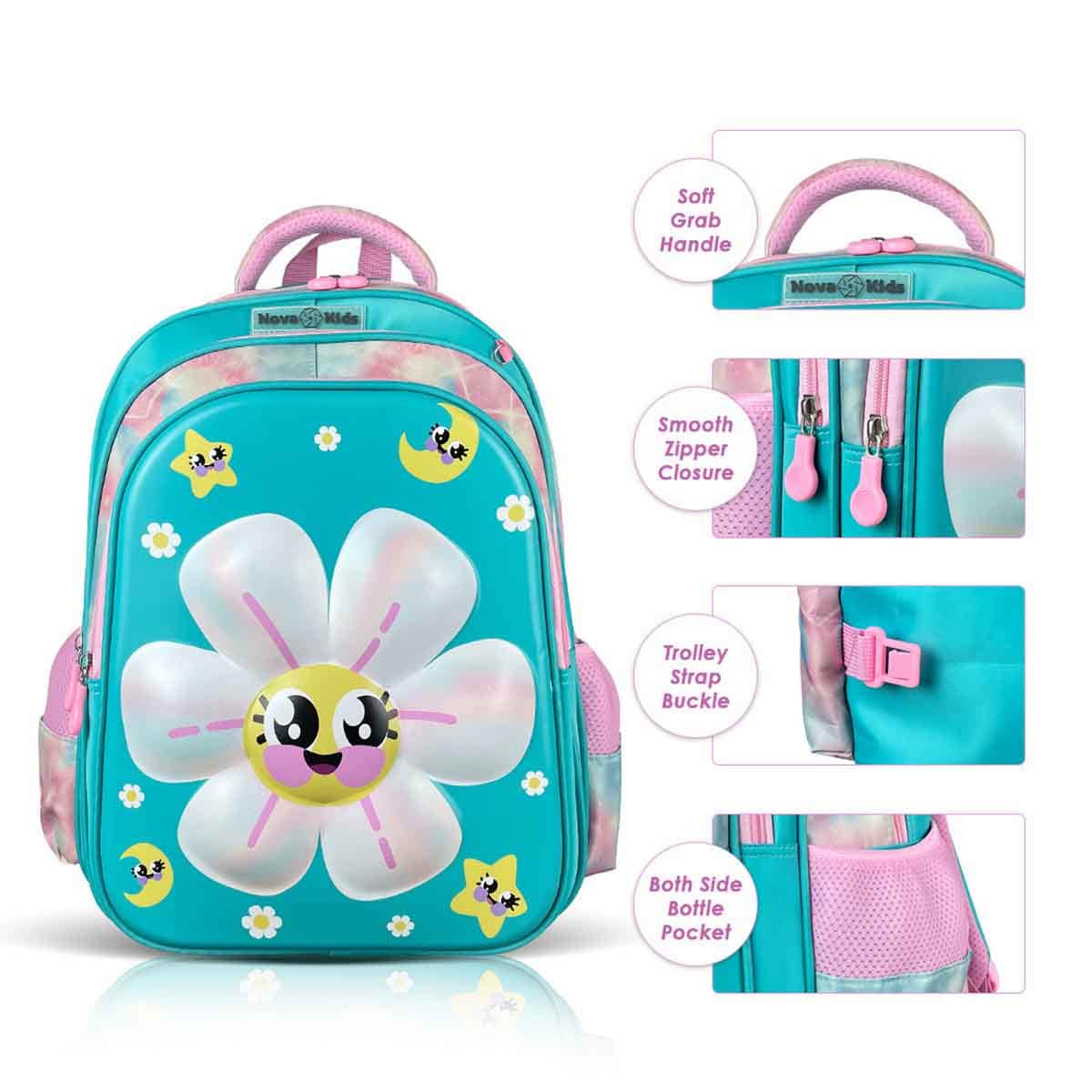Nova Kids 16.5" Daisy 3D School Bag with Trolley