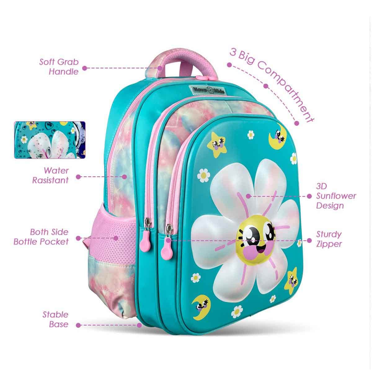 Nova Kids 16.5" Daisy 3D School Bag with Trolley
