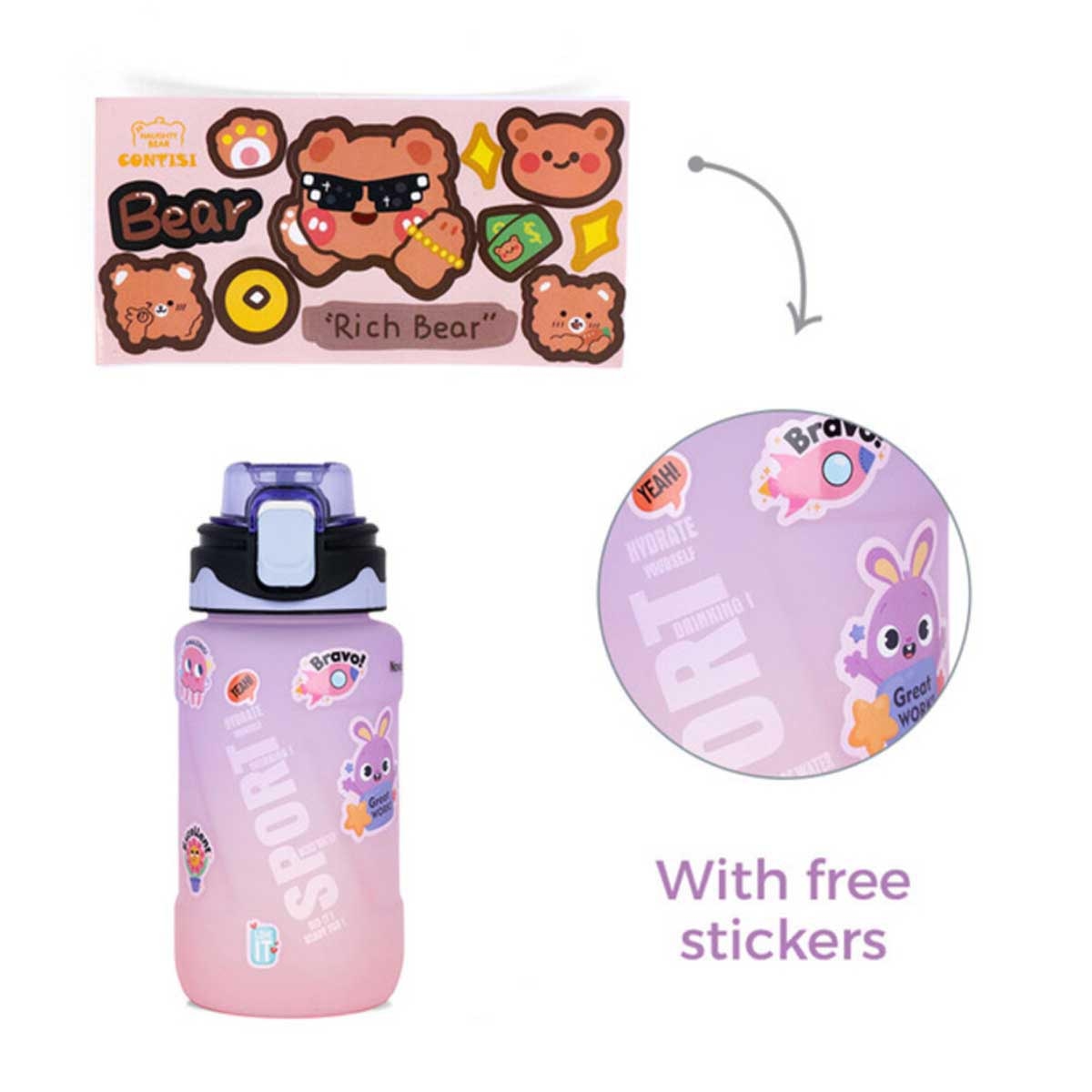 Nova Kids 550ml Purple Water Bottle with Straw