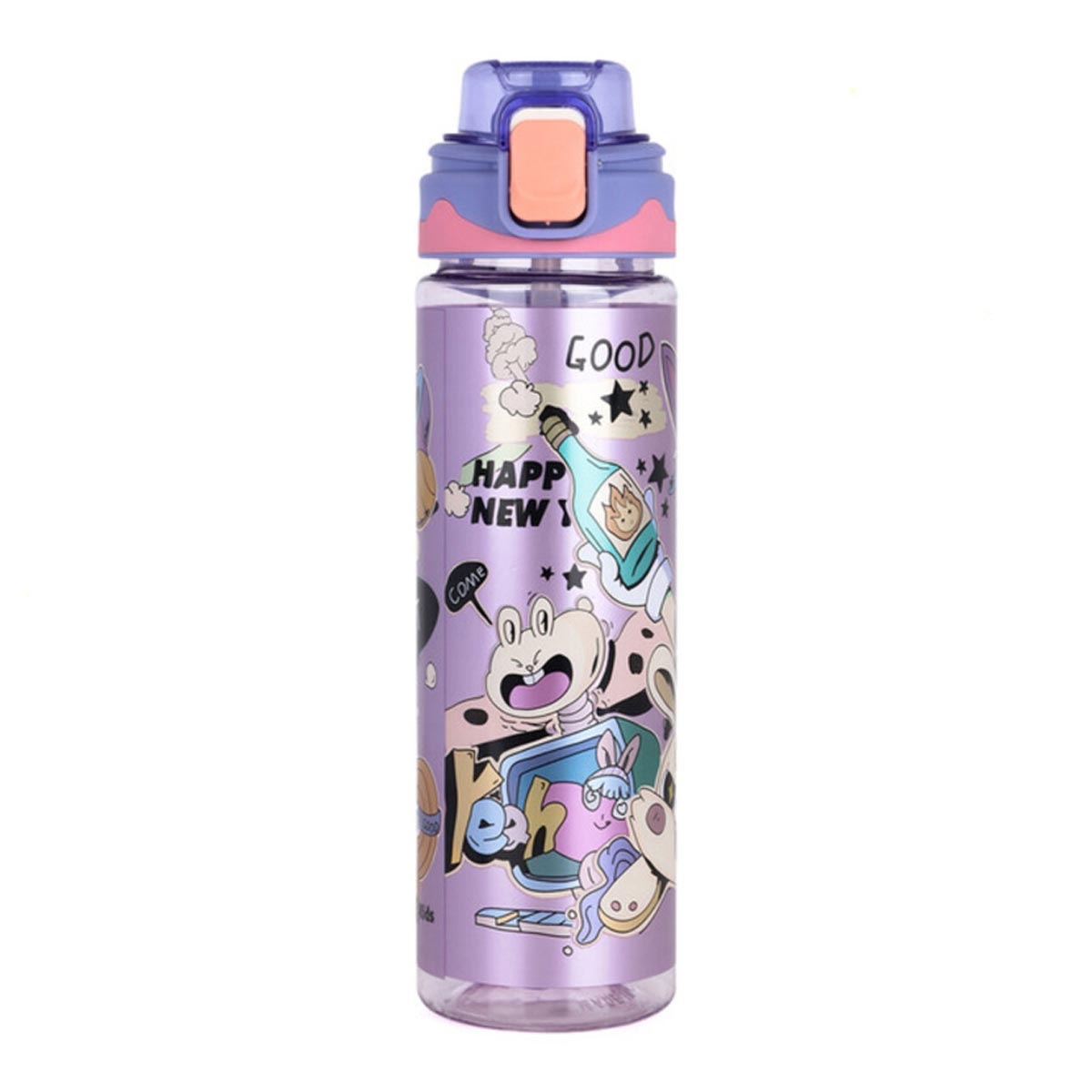 Nova Kids 700ml Purple Water Bottle with Straw