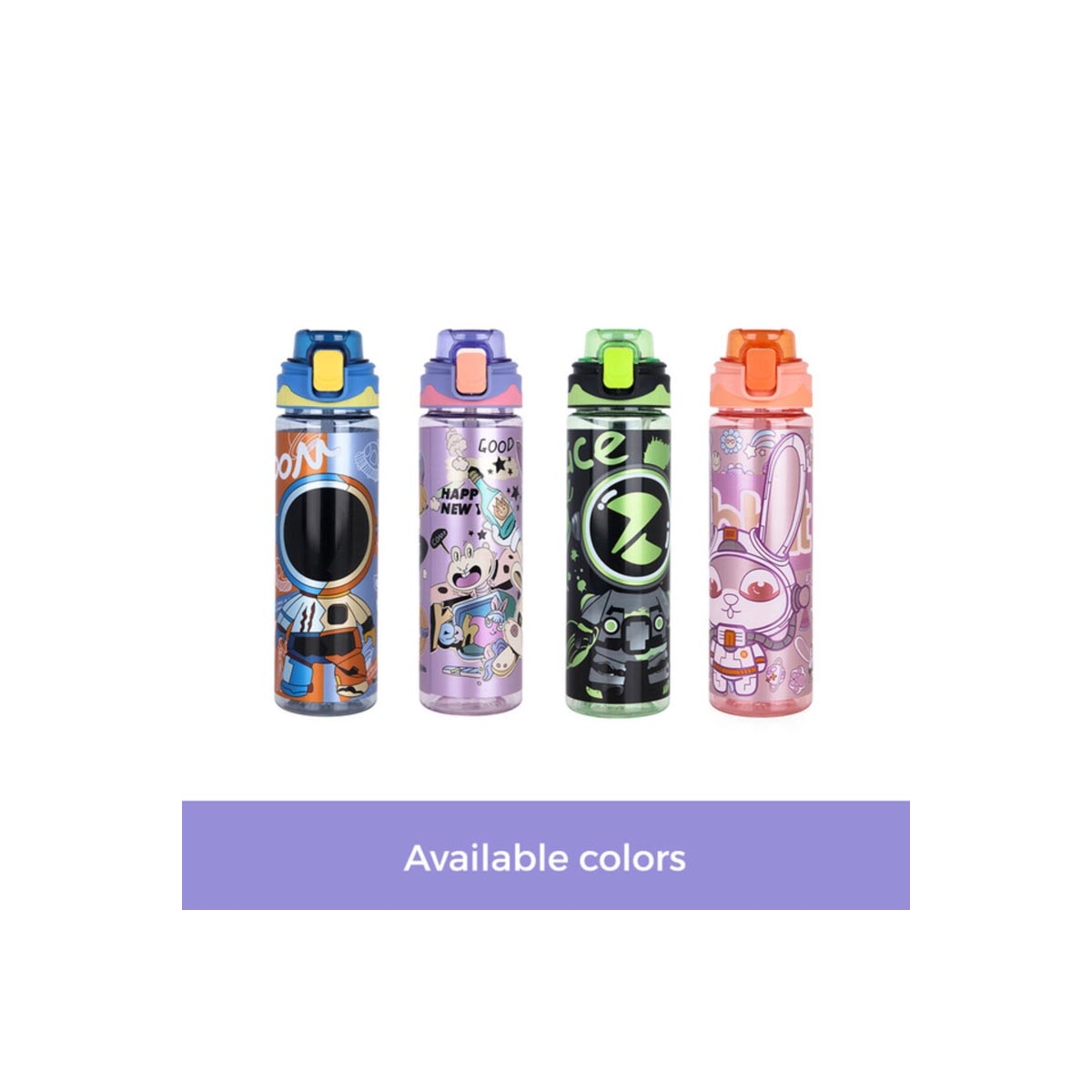 Nova Kids 700ml Purple Water Bottle with Straw