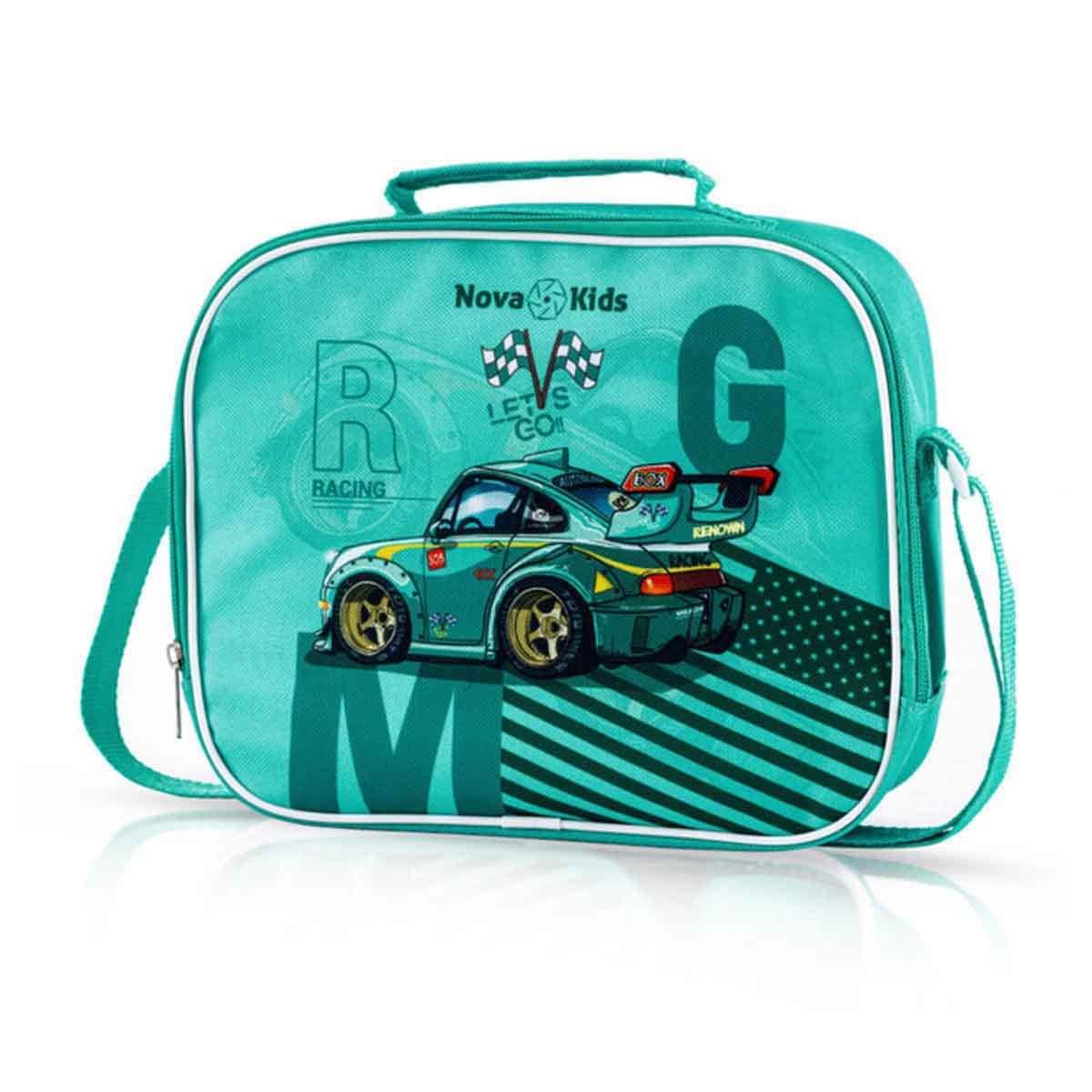 Nova Kids Racing Green Lunch Box & Water Bottle with Lunch Bag