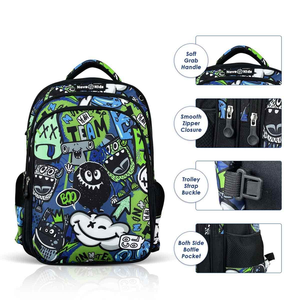نوفا كيدز حقيبة مدرسية بتصميم جين زد مقاس 17.5 إنش