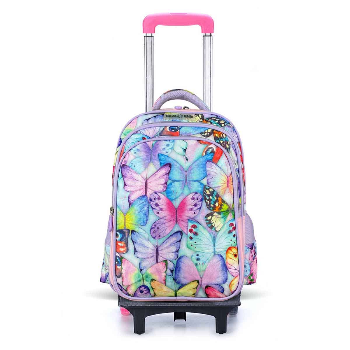 Nova Kids 17.5" Butterfly School Bag with Trolley