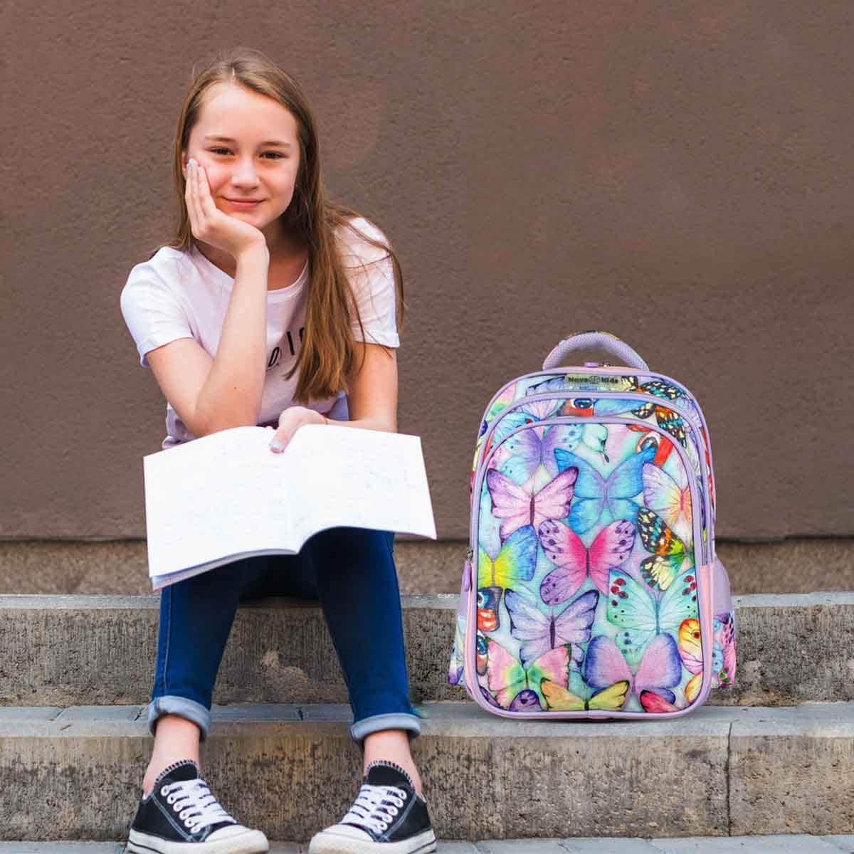 Nova Kids 17.5" Butterfly School Bag with Trolley