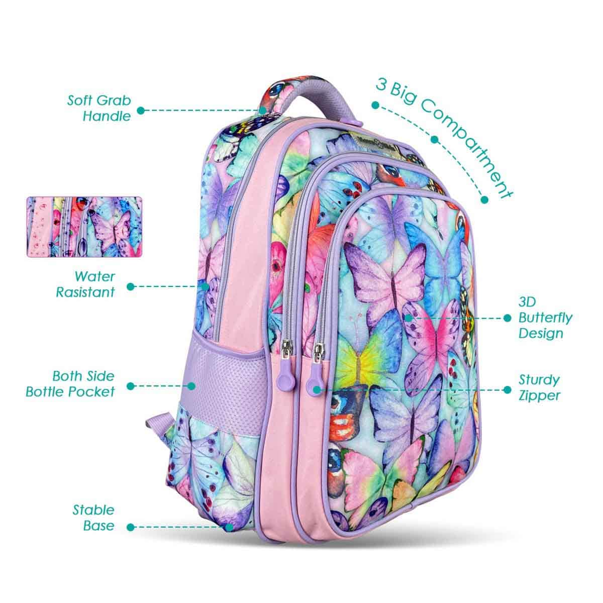 Nova Kids 17.5" Butterfly School Bag with Trolley