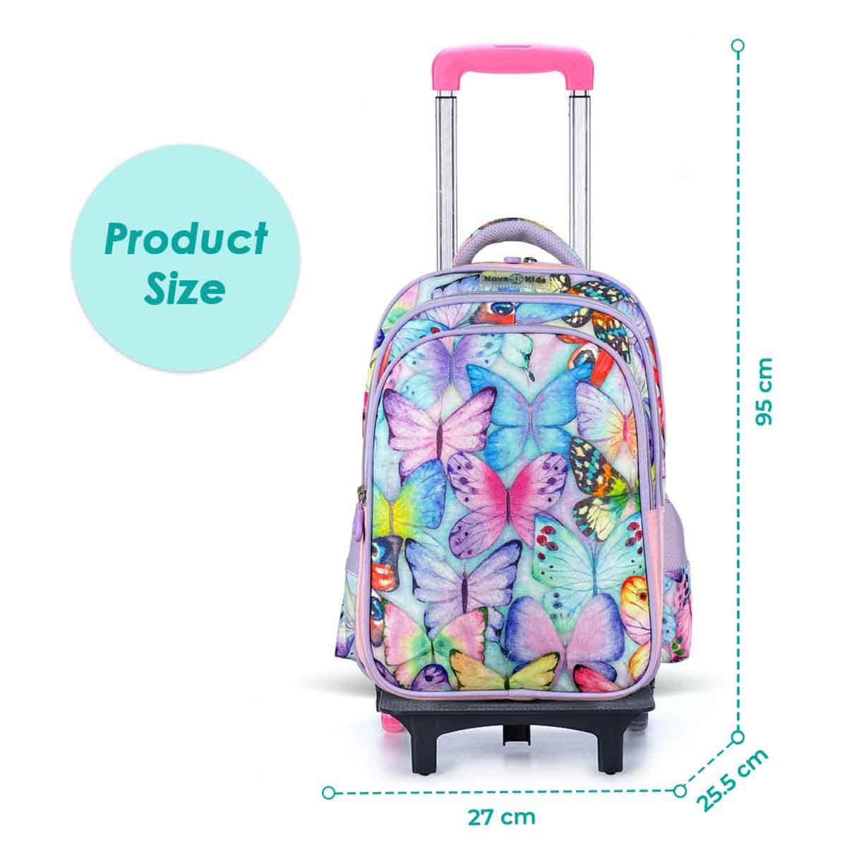Nova Kids 17.5" Butterfly School Bag with Trolley
