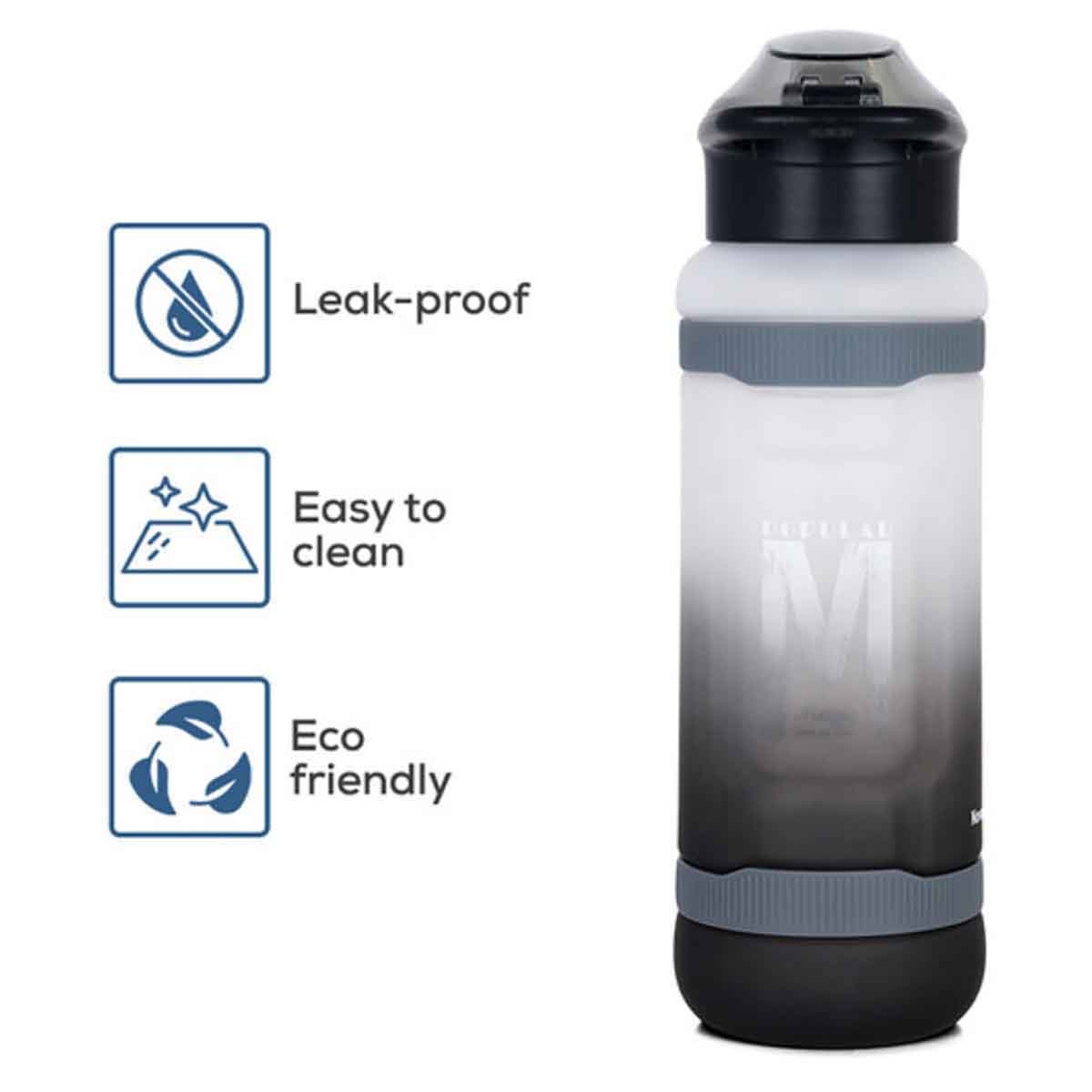 نوفا كيدز زجاجة ماء 1000 مل باللون الأسود مع شفاط