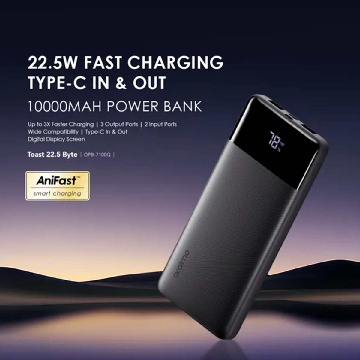 Oraimo 10000mAh 22.5W Toast Power Bank