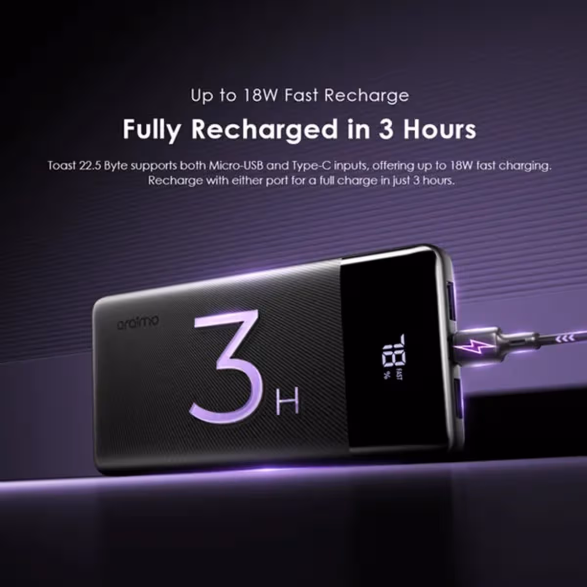 أورايمو باور بانك توست بسعة 10000mAh وقدرة 22.5W