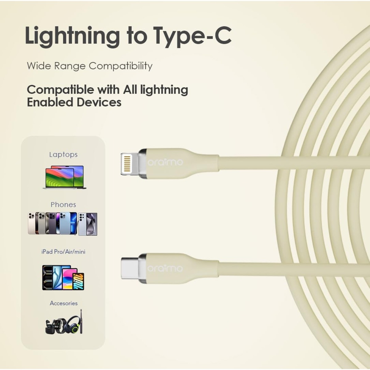 Oraimo 10-Piece 1m 20W USB-C to Lightning Cable Set